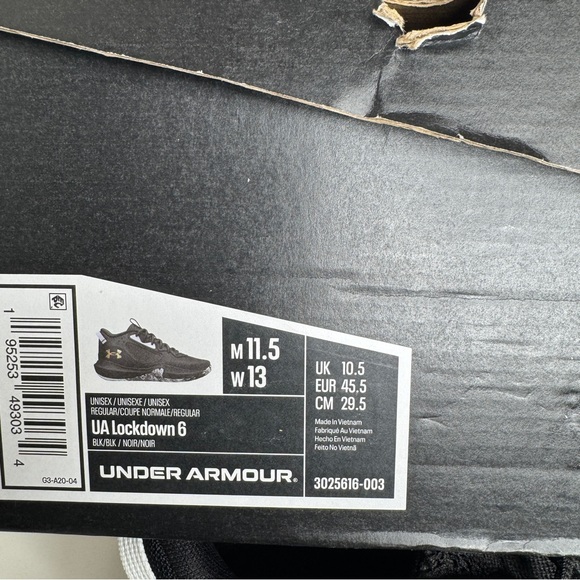 Under Armour UA Lockdown 6 Basketball Shoes Black Gold Men Sizes 10.5, 11.5 - Picture 7 of 7